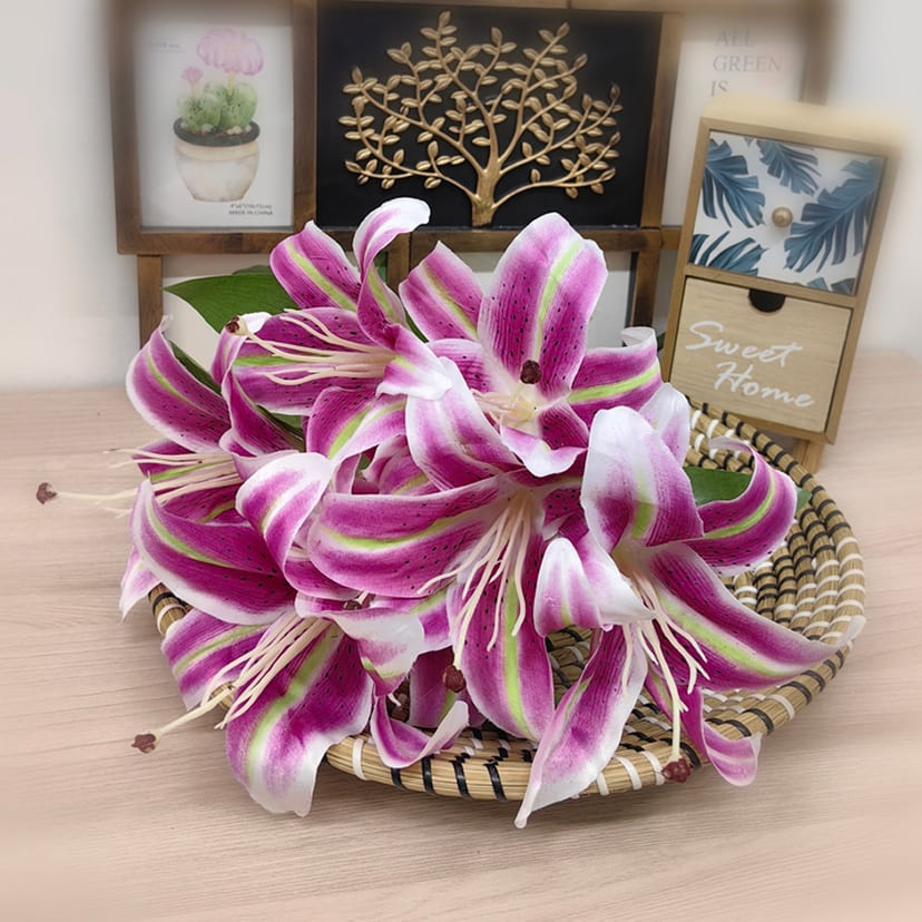 Искусственные цветы в Тихорецке | Цветы искусственные «Лилии крупные», розово-сиреневые, букет