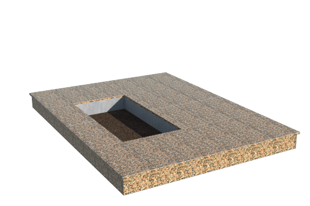 Площадки на могилу в Тихорецке | Площадка с вертикальной (15 см) облицовкой Южно-султаевским гранитом (под цветник)