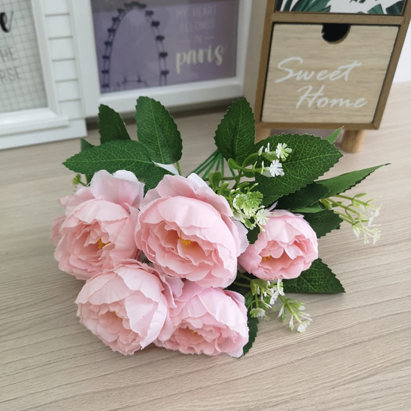 Искусственные цветы в Тихорецке | Цветы искусственные «Минипиончики с гипсофилой», нежно-розовые, букет