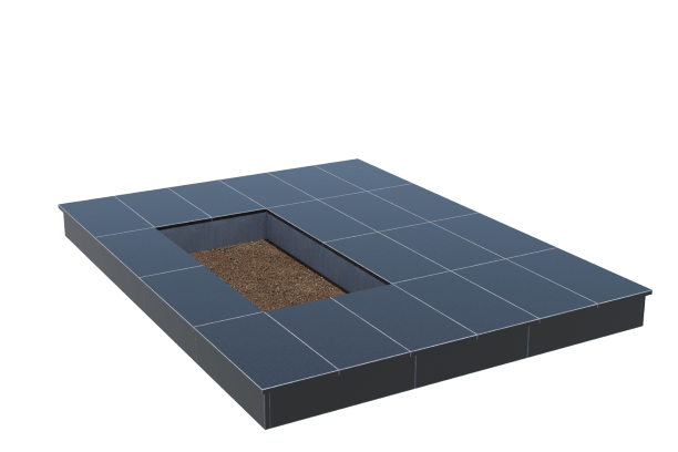 Площадки на могилу в Тихорецке | Площадка с вертикальной (15 см) облицовкой гранитом Габбро (под цветник)