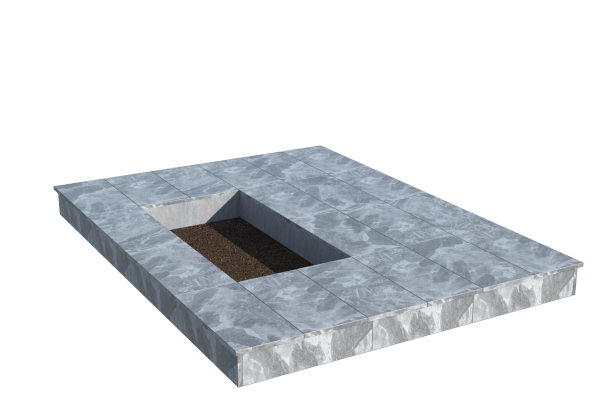 Площадки на могилу в Тихорецке | Площадка с вертикальной (15 см) мраморной облицовкой (под цветник)