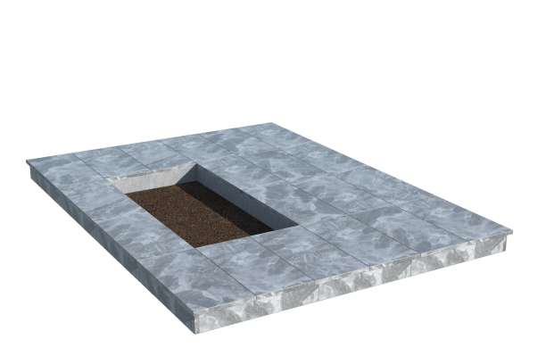 Площадки на могилу в Тихорецке | Площадка с вертикальной (10 см) мраморной облицовкой (под цветник)